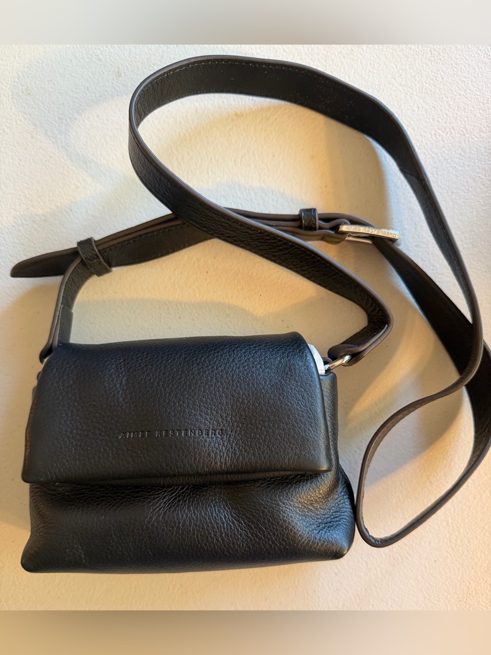 Aimee Kestenberg Black Pebbled Leather Crossbody Bag